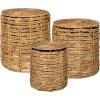 JONATHAN Y Zaria 18″ Coastal Bohemian Handwoven Water Hyacinth Nesting Round Accent Table, Brown (Set of 3) (TBL2503B-3SET)(Natural)