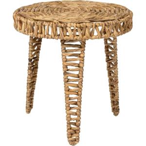 JONATHAN Y Amara 17″ Coastal Bohemian Handwoven Water Hyacinth Round Tripod End Table, Natural (TBL2507A)(Natural)
