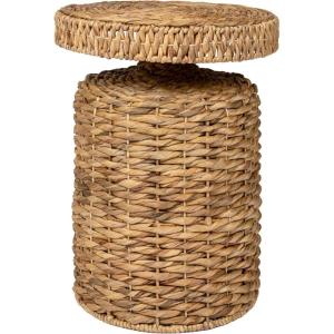 JONATHAN Y Marisol 19.65″ Coastal Bohemian Handwoven Water Hyacinth Round Accent Side Table, Brown (TBL2504B)(Natural)