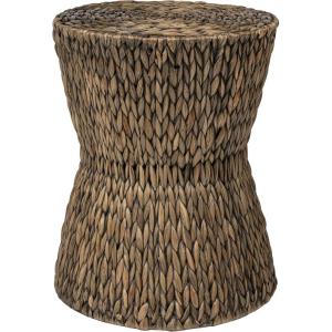 JONATHAN Y Natura 15.75″ Coastal Bohemian Handwoven Water Hyacinth Round Hourglass End Table, Natural (TBL2505A)(Brown)