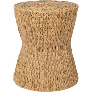 JONATHAN Y Natura 15.75″ Coastal Bohemian Handwoven Water Hyacinth Round Hourglass End Table, Natural (TBL2505A)(Natural)