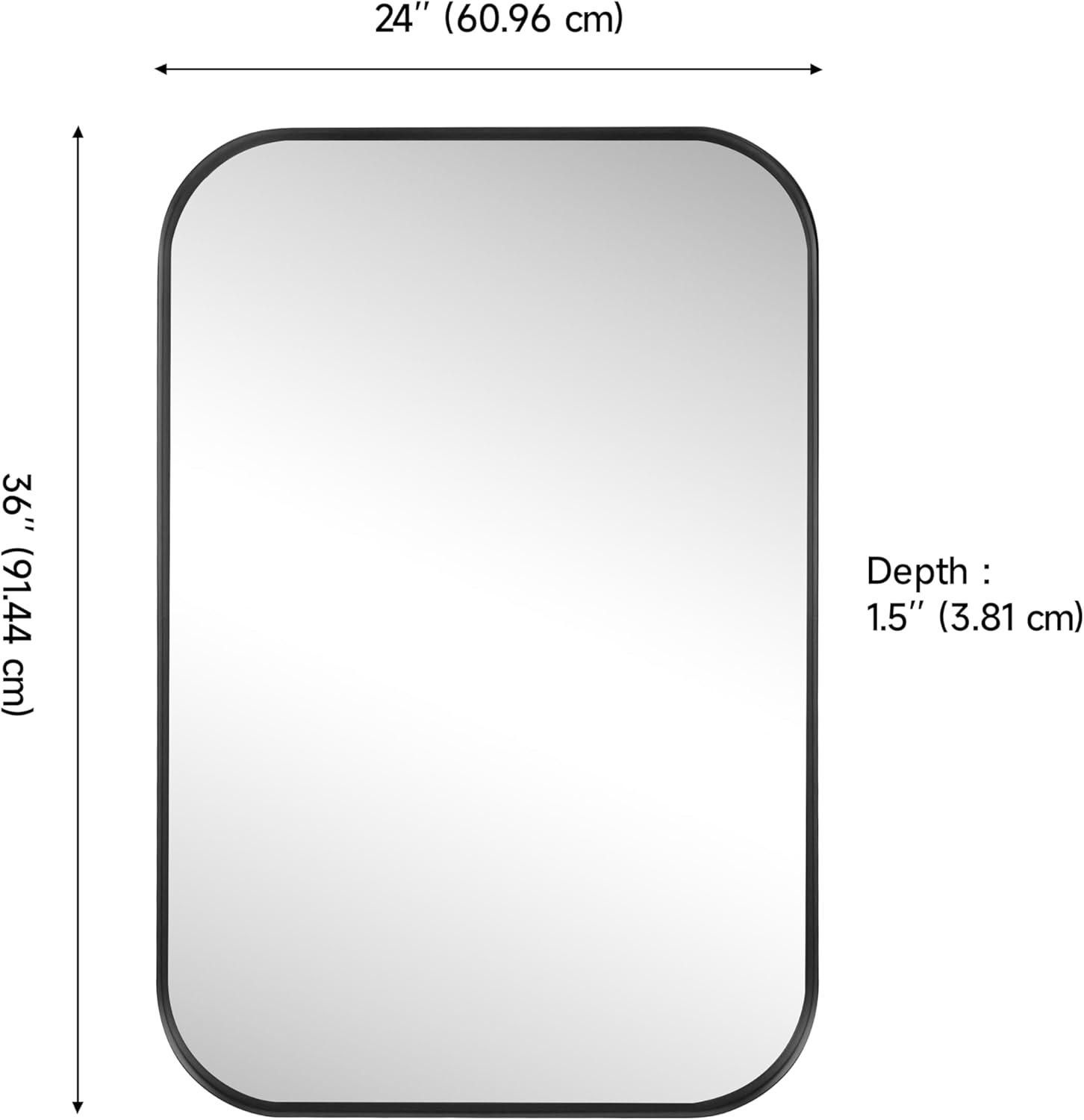 image:imageJONATHAN Y Aleria 24 in W x 36 in H Medium Rounded Rectangular Metal Framed Wall Mounted Mirror Nickel MIR217CBlack