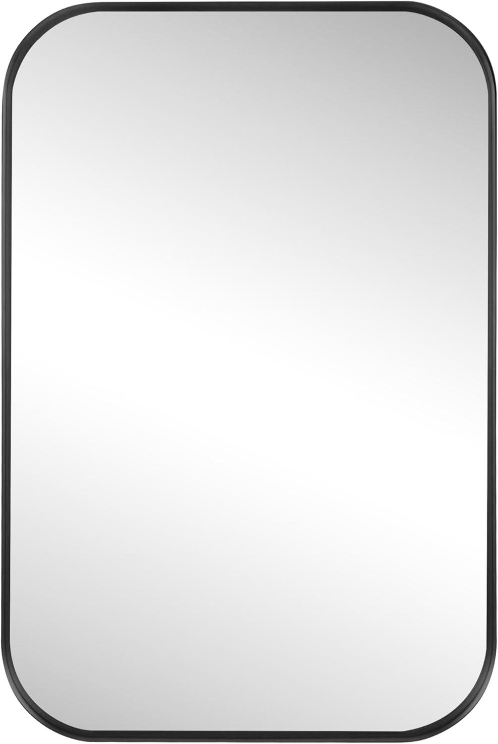 image:imageJONATHAN Y Aleria 24 in W x 36 in H Medium Rounded Rectangular Metal Framed Wall Mounted Mirror Nickel MIR217CBlack