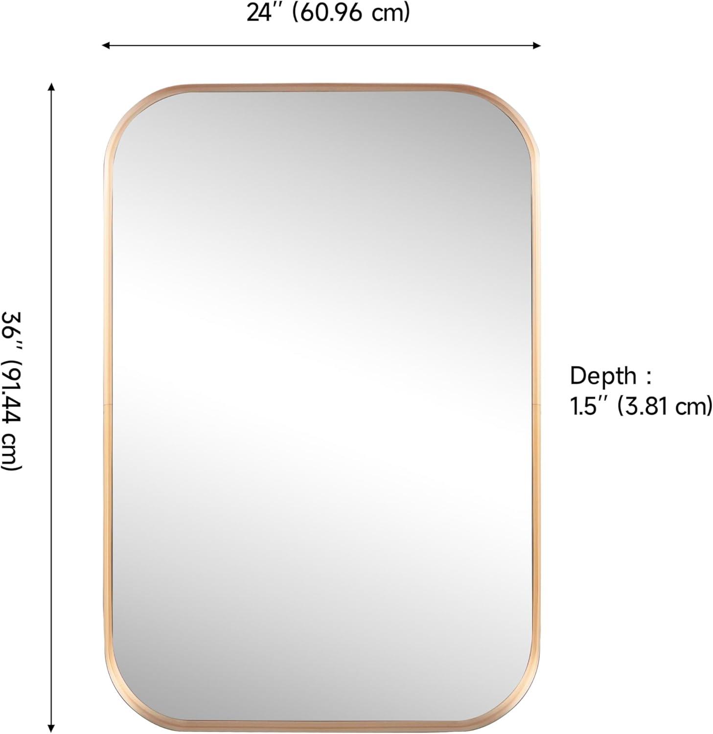 image:imageJONATHAN Y Aleria 24 in W x 36 in H Medium Rounded Rectangular Metal Framed Wall Mounted Mirror Nickel MIR217CGold