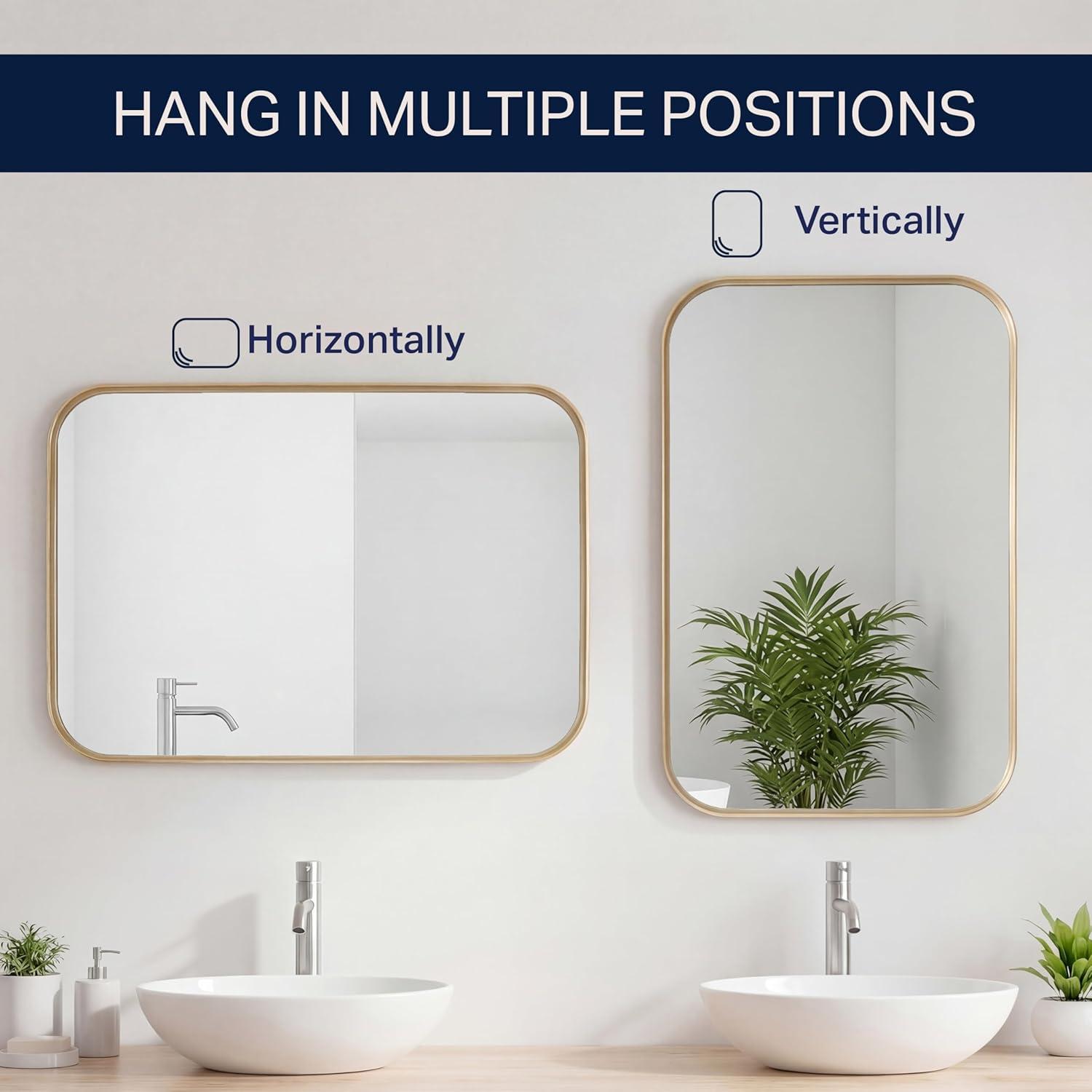 image:imageJONATHAN Y Aleria 24 in W x 36 in H Medium Rounded Rectangular Metal Framed Wall Mounted Mirror Nickel MIR217CGold