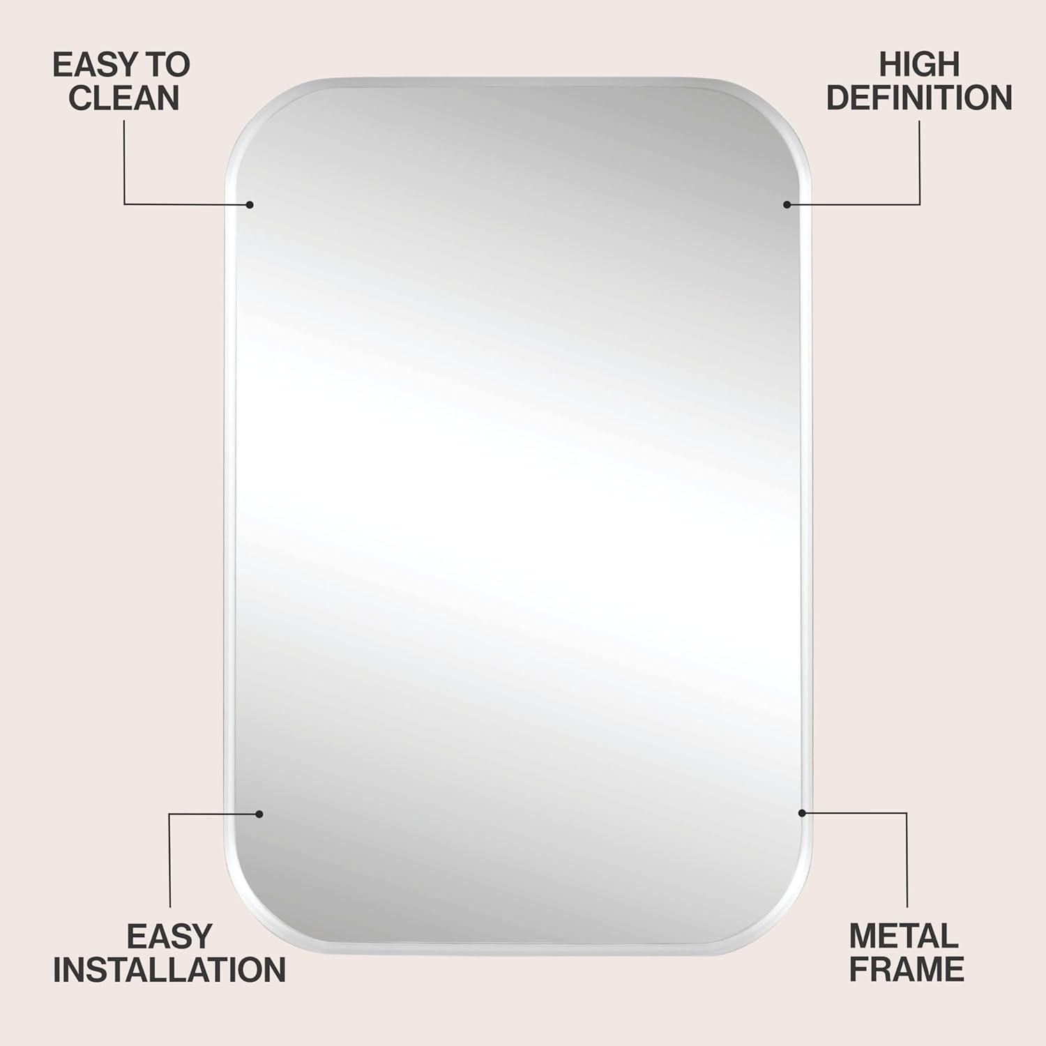 image:imageJONATHAN Y Aleria 24 in W x 36 in H Medium Rounded Rectangular Metal Framed Wall Mounted Mirror Nickel MIR217CNickel
