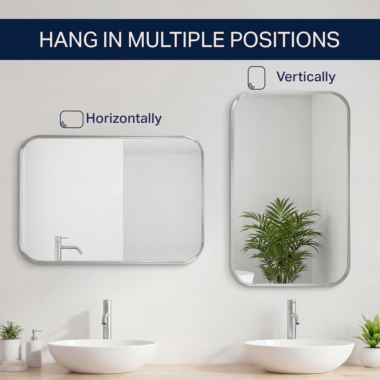 image:imageJONATHAN Y Aleria 24 in W x 36 in H Medium Rounded Rectangular Metal Framed Wall Mounted Mirror Nickel MIR217CNickel