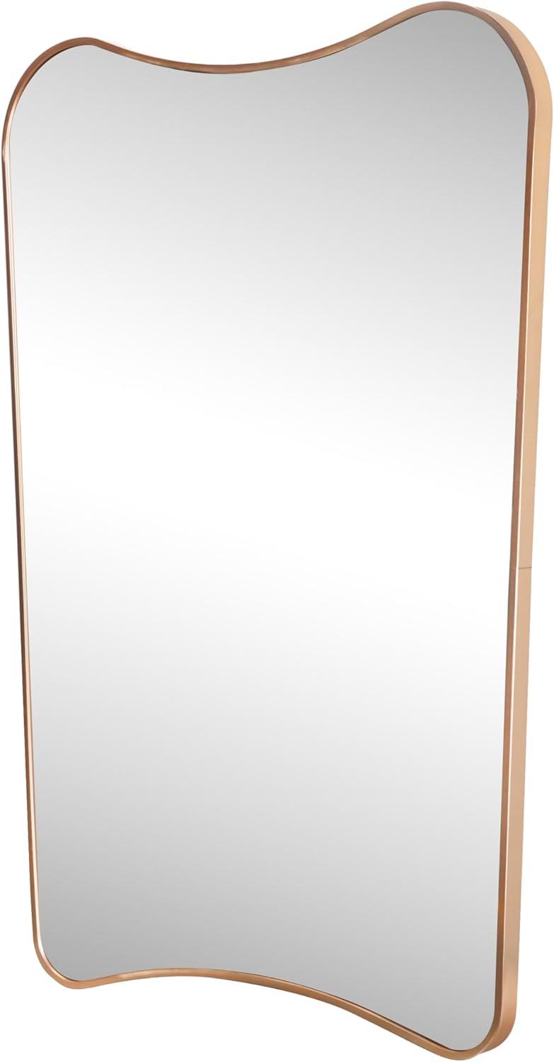 image:imageJONATHAN Y Alfie 24 in W x 36 in H Large Irregular Metal Framed Wall Mounted Mirror Gold MIR216A