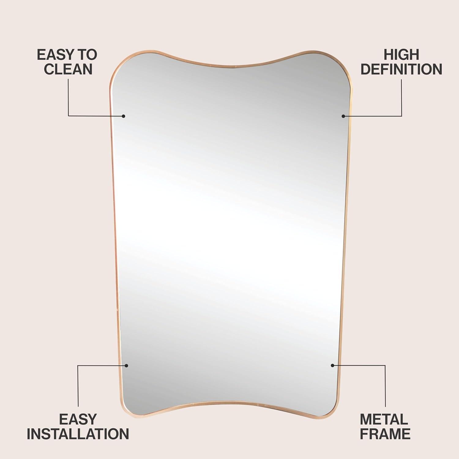 image:imageJONATHAN Y Alfie 24 in W x 36 in H Large Irregular Metal Framed Wall Mounted Mirror Gold MIR216A
