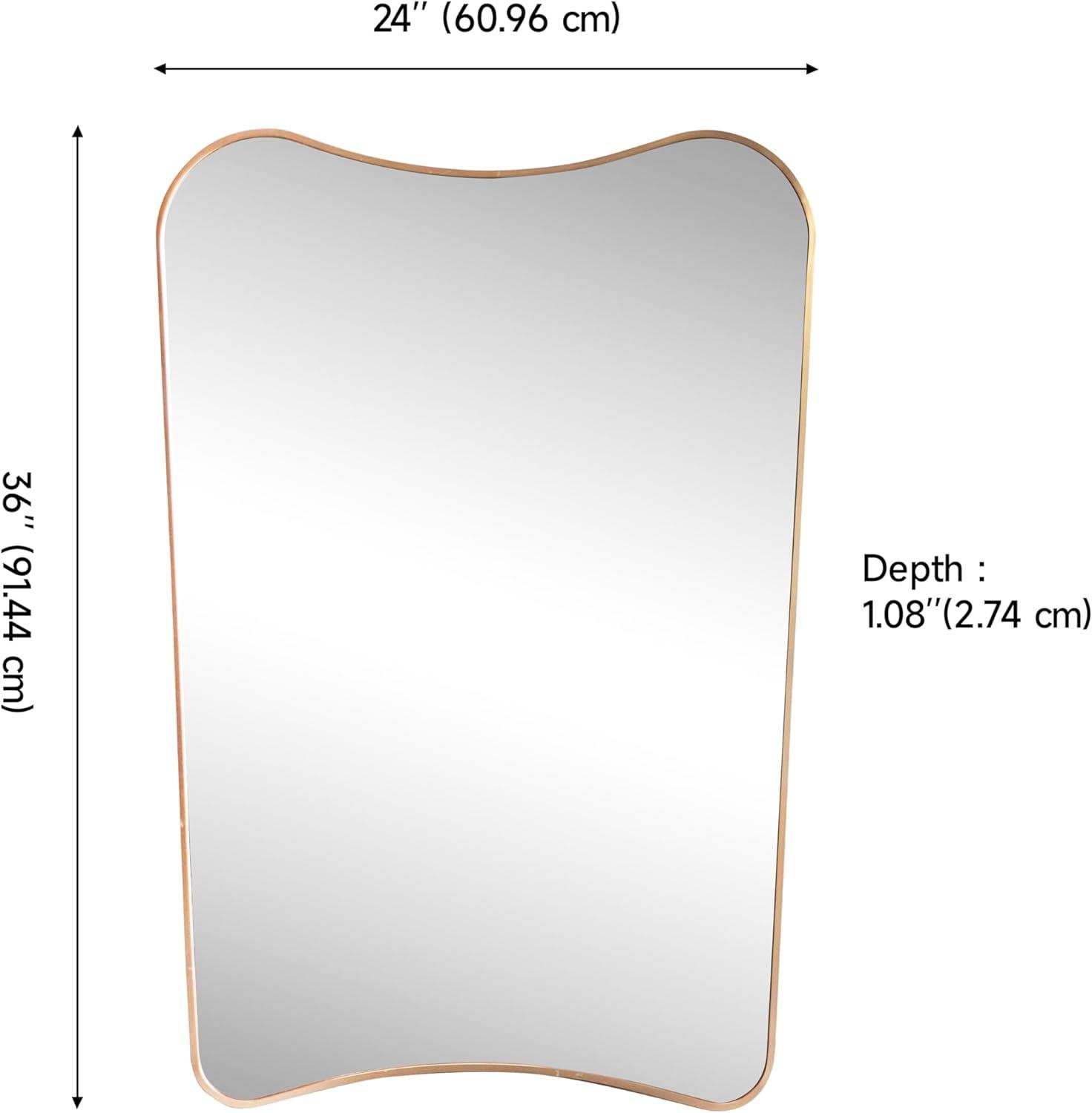 image:imageJONATHAN Y Alfie 24 in W x 36 in H Large Irregular Metal Framed Wall Mounted Mirror Gold MIR216A