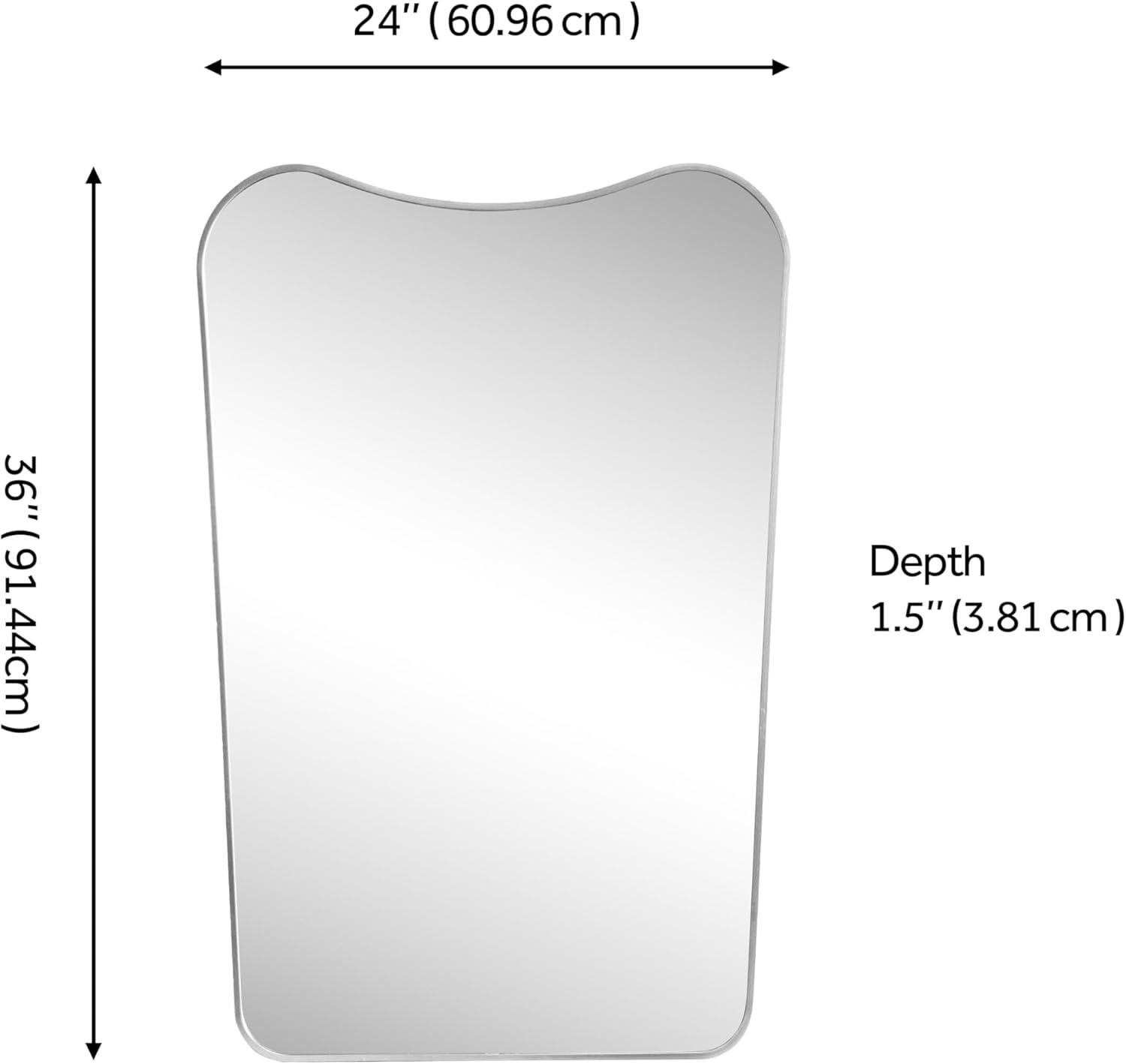 image:imageJONATHAN Y Alfie 24 in W x 36 in H Large Irregular Metal Framed Wall Mounted Mirror with Flat Bottom Nickel MIR212B