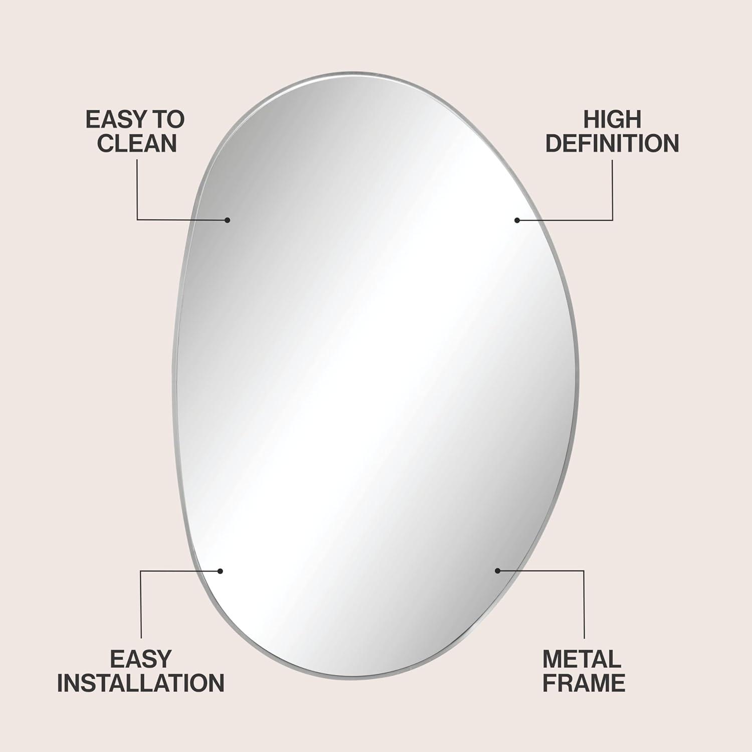 image:imageJONATHAN Y Aurelia 24 in W x 36 in H Medium Irregular Oval Metal Framed Wall Mounted Mirror Gold MIR213ANickel