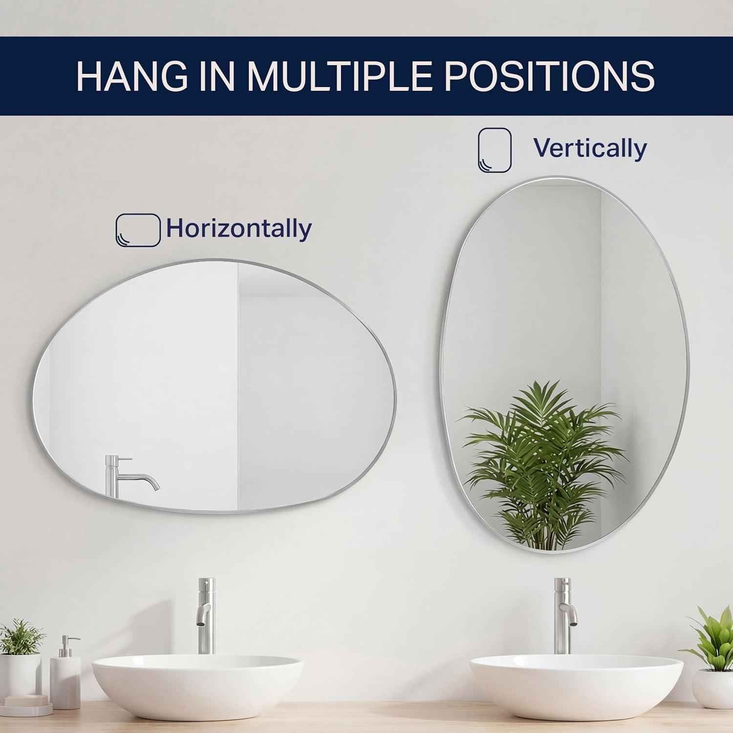 image:imageJONATHAN Y Aurelia 24 in W x 36 in H Medium Irregular Oval Metal Framed Wall Mounted Mirror Gold MIR213ANickel