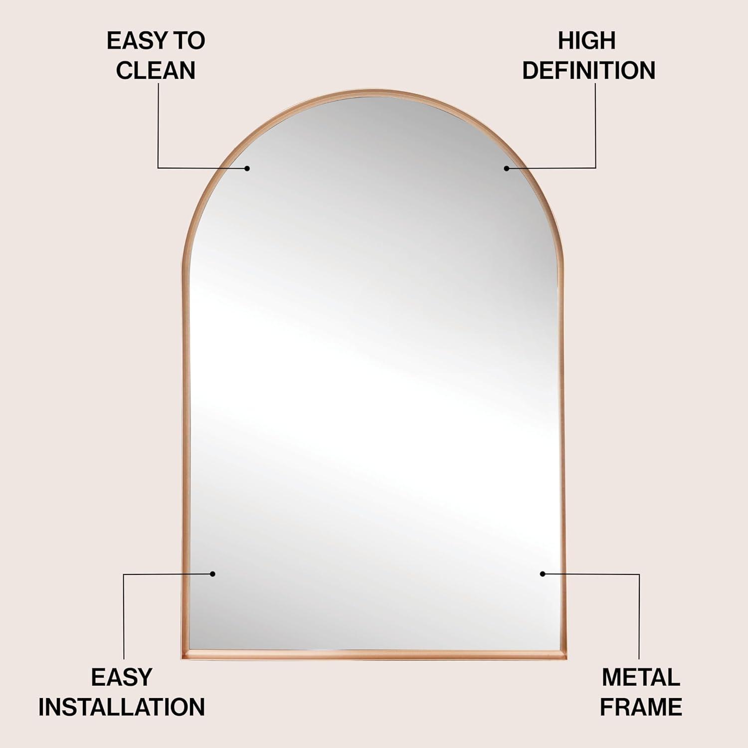 image:imageJONATHAN Y Elodie 26 in W x 38 in H Medium Arched Metal Framed Wall Mounted Mirror Gold MIR208C