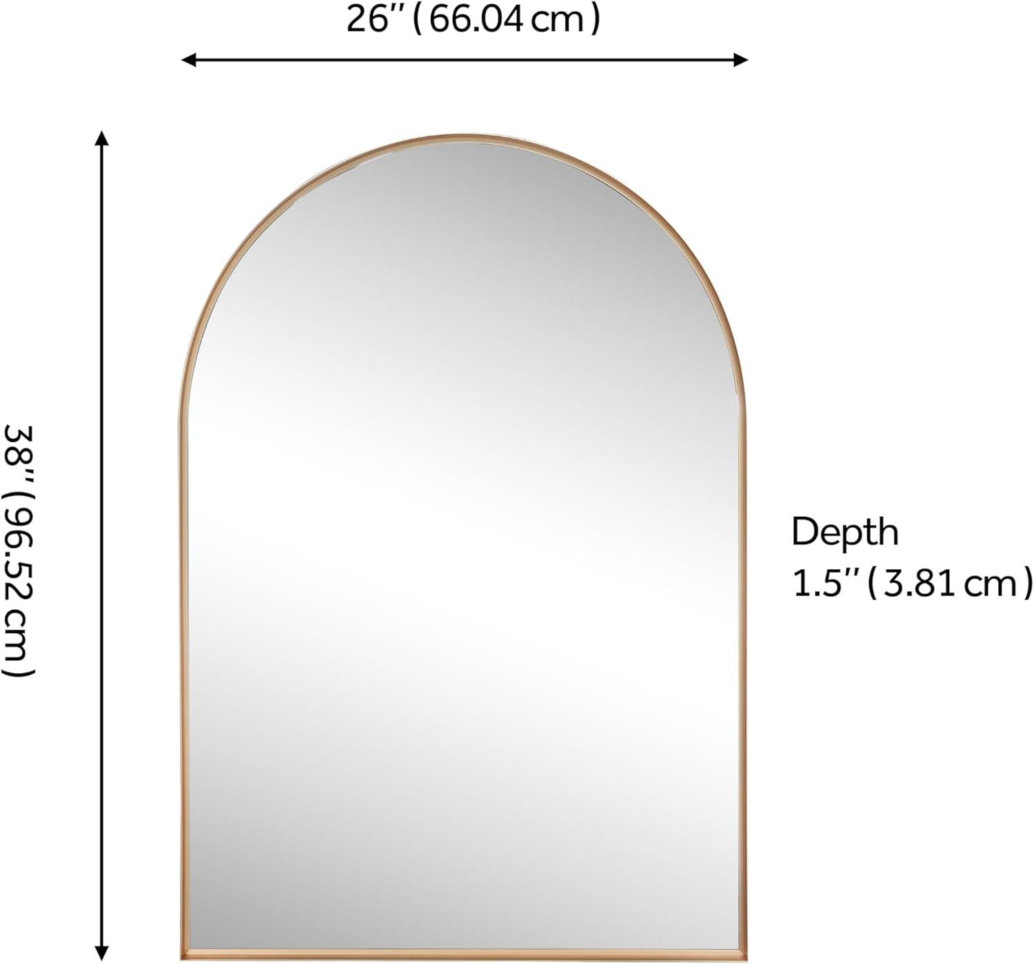 image:imageJONATHAN Y Elodie 26 in W x 38 in H Medium Arched Metal Framed Wall Mounted Mirror Gold MIR208C