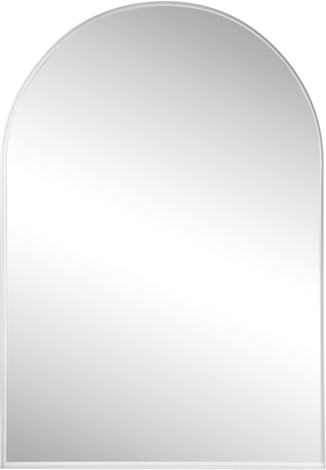 image:imageJONATHAN Y Elodie 28 in W x 40 in H Large Arched Metal Framed Wall Mounted Mirror Nickel MIR209B