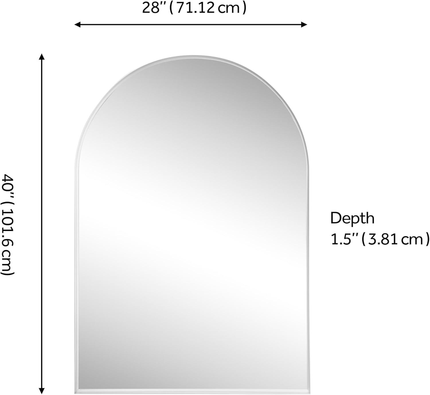 image:imageJONATHAN Y Elodie 28 in W x 40 in H Large Arched Metal Framed Wall Mounted Mirror Nickel MIR209B