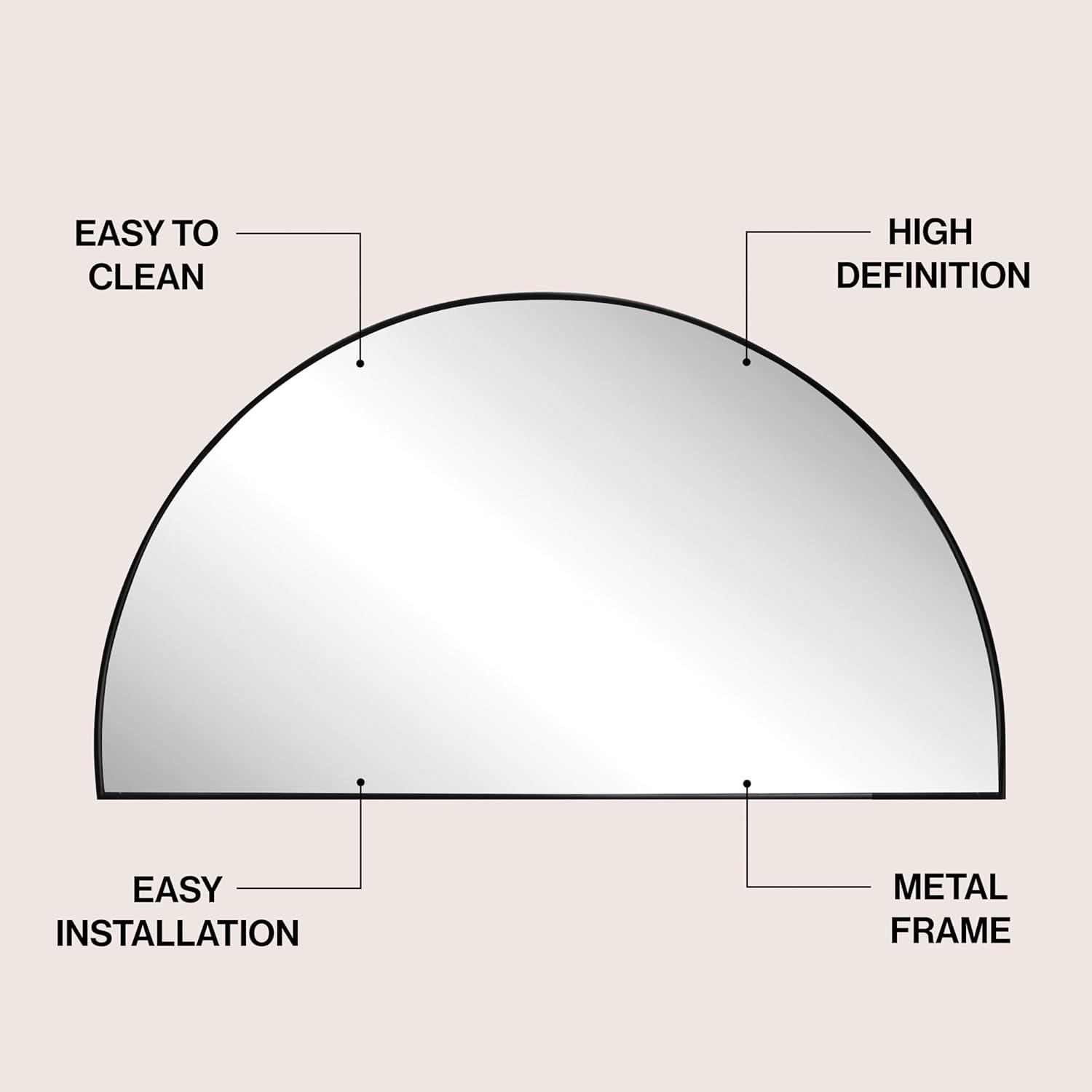 image:imageJONATHAN Y Solstice 42 in W x 23 in H Large Half Circle Metal Framed Wall Mounted Mirror Black MIR211ABlack