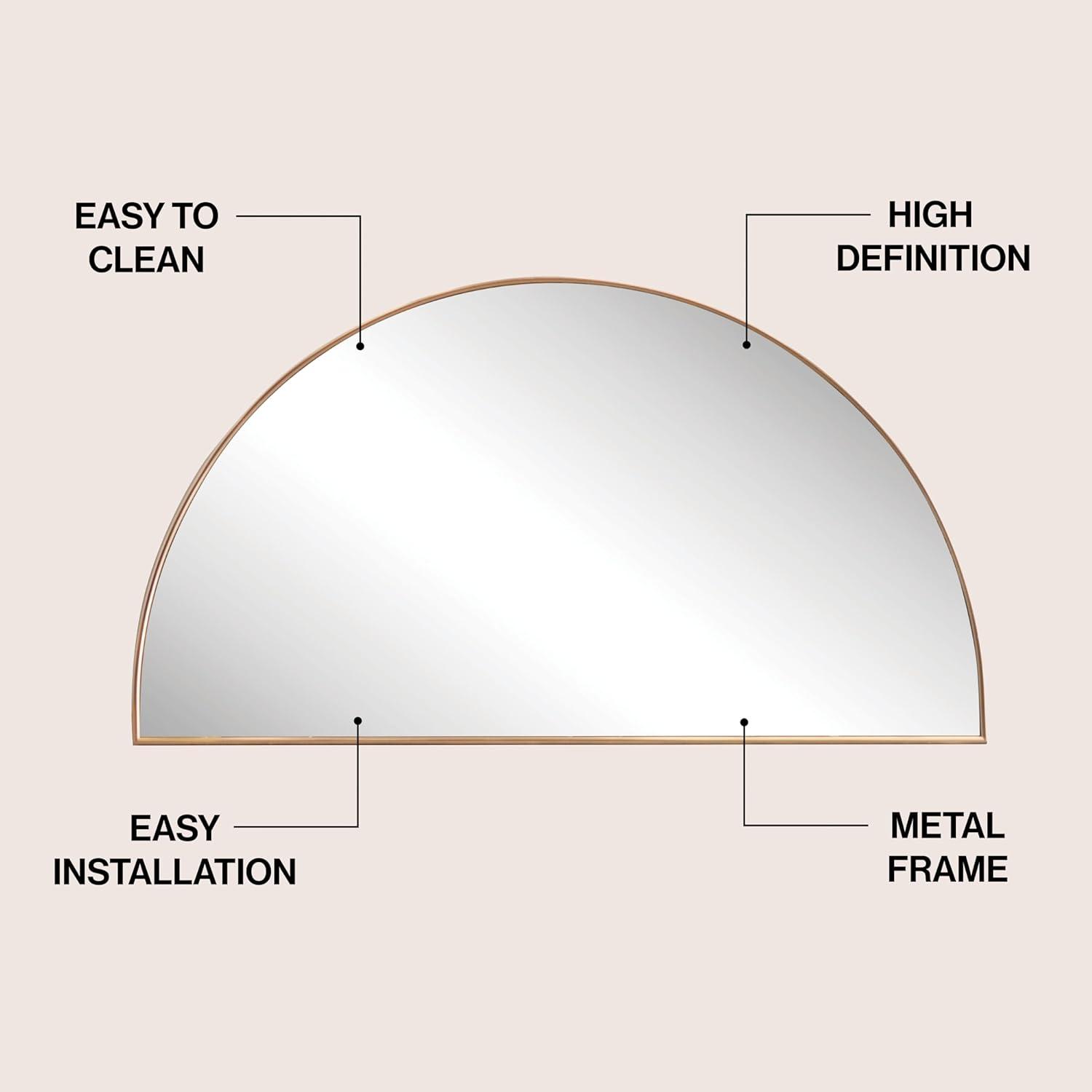 image:imageJONATHAN Y Solstice 42 in W x 23 in H Large Half Circle Metal Framed Wall Mounted Mirror Black MIR211AGold