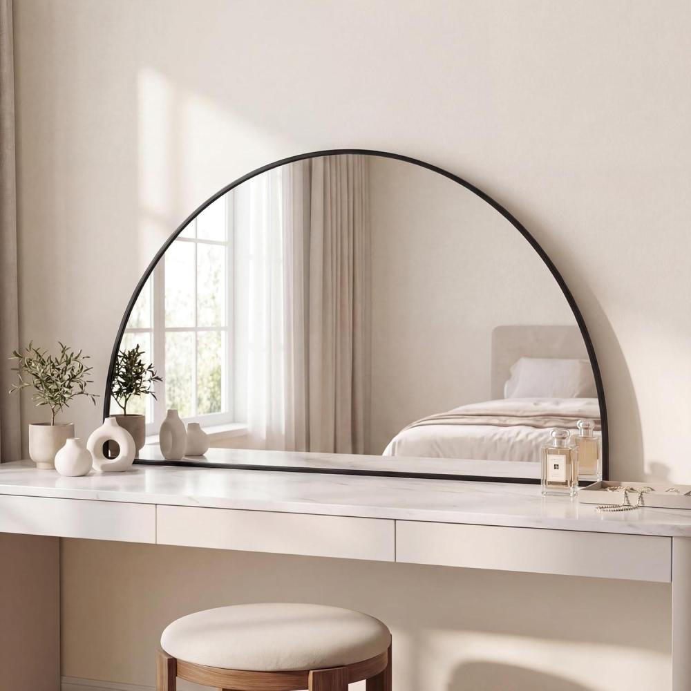 image:imageJONATHAN Y Solstice 42 in W x 23 in H Large Half Circle Metal Framed Wall Mounted Mirror Black MIR211ABlack