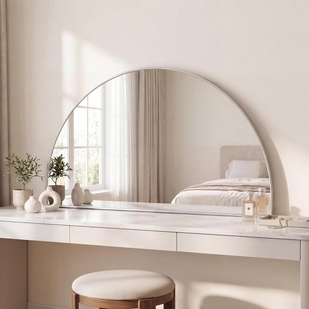 image:imageJONATHAN Y Solstice 42 in W x 23 in H Large Half Circle Metal Framed Wall Mounted Mirror Black MIR211ANickel
