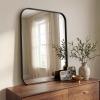 JONATHAN Y Aleria 24 in. W x 36 in. H Medium Rounded Rectangular Metal Framed Wall Mounted Mirror, Nickel (MIR217C)(Black)