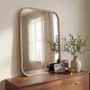 JONATHAN Y Aleria 24 in. W x 36 in. H Medium Rounded Rectangular Metal Framed Wall Mounted Mirror, Nickel (MIR217C)(Gold)