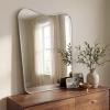 JONATHAN Y Alfie 24 in. W x 36 in. H Large Irregular Metal Framed Wall Mounted Mirror with Flat Bottom, Nickel (MIR212B)