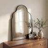JONATHAN Y Alora 24 in. W x 36 in. H Medium Top Arch Metal Framed Wall Mounted Mirror, Nickel (MIR214C)(Black)