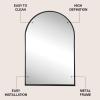 JONATHAN Y Elodie 20 in. W x 30 in. H Small Arched Metal Framed Wall Mounted Mirror, Black (MIR207A)
