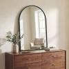 JONATHAN Y Elodie 20 in. W x 30 in. H Small Arched Metal Framed Wall Mounted Mirror, Black (MIR207A)