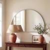JONATHAN Y Solstice 42 in. W x 23 in. H Large Half Circle Metal Framed Wall Mounted Mirror, Black (MIR211A)(Nickel)