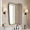JONATHAN Y Alfie 24 in. W x 36 in. H Large Irregular Metal Framed Wall Mounted Mirror, Black (MIR216B)