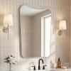 JONATHAN Y Alfie 24 in. W x 36 in. H Large Irregular Metal Framed Wall Mounted Mirror with Flat Bottom, Nickel (MIR212B)