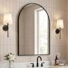 JONATHAN Y Elodie 20 in. W x 30 in. H Small Arched Metal Framed Wall Mounted Mirror, Black (MIR207A)