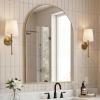 JONATHAN Y Elodie 26 in. W x 38 in. H Medium Arched Metal Framed Wall Mounted Mirror, Gold (MIR208C)
