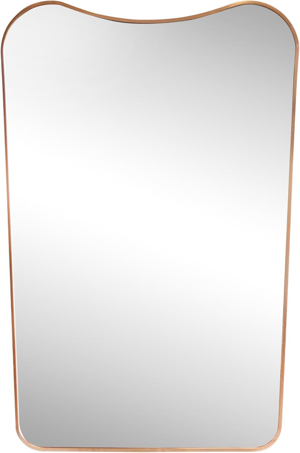 image:imageJONATHAN Y Alfie 24 in W x 36 in H Large Irregular Metal Framed Wall Mounted Mirror with Flat Bottom Gold MIR212C