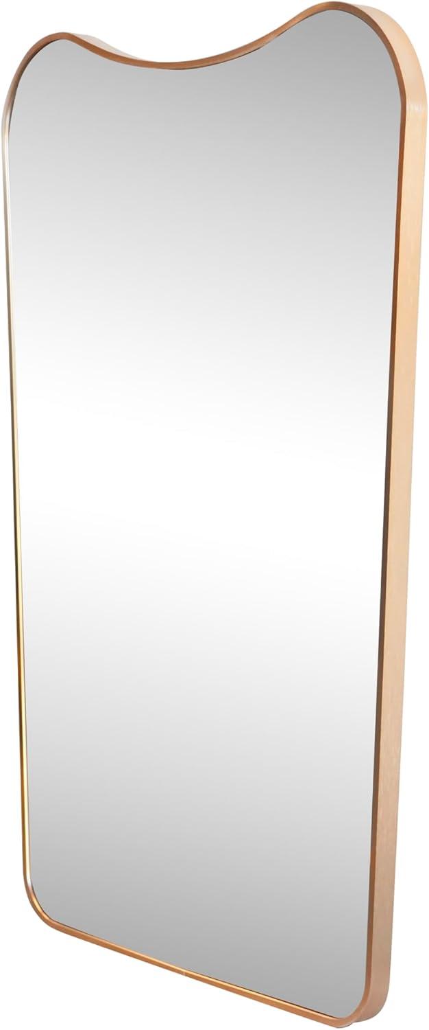 image:imageJONATHAN Y Alfie 24 in W x 36 in H Large Irregular Metal Framed Wall Mounted Mirror with Flat Bottom Gold MIR212C