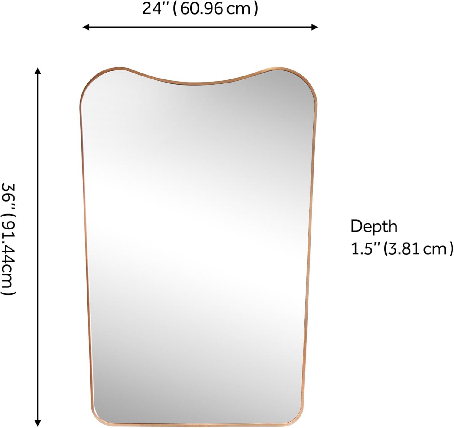 image:imageJONATHAN Y Alfie 24 in W x 36 in H Large Irregular Metal Framed Wall Mounted Mirror with Flat Bottom Gold MIR212C