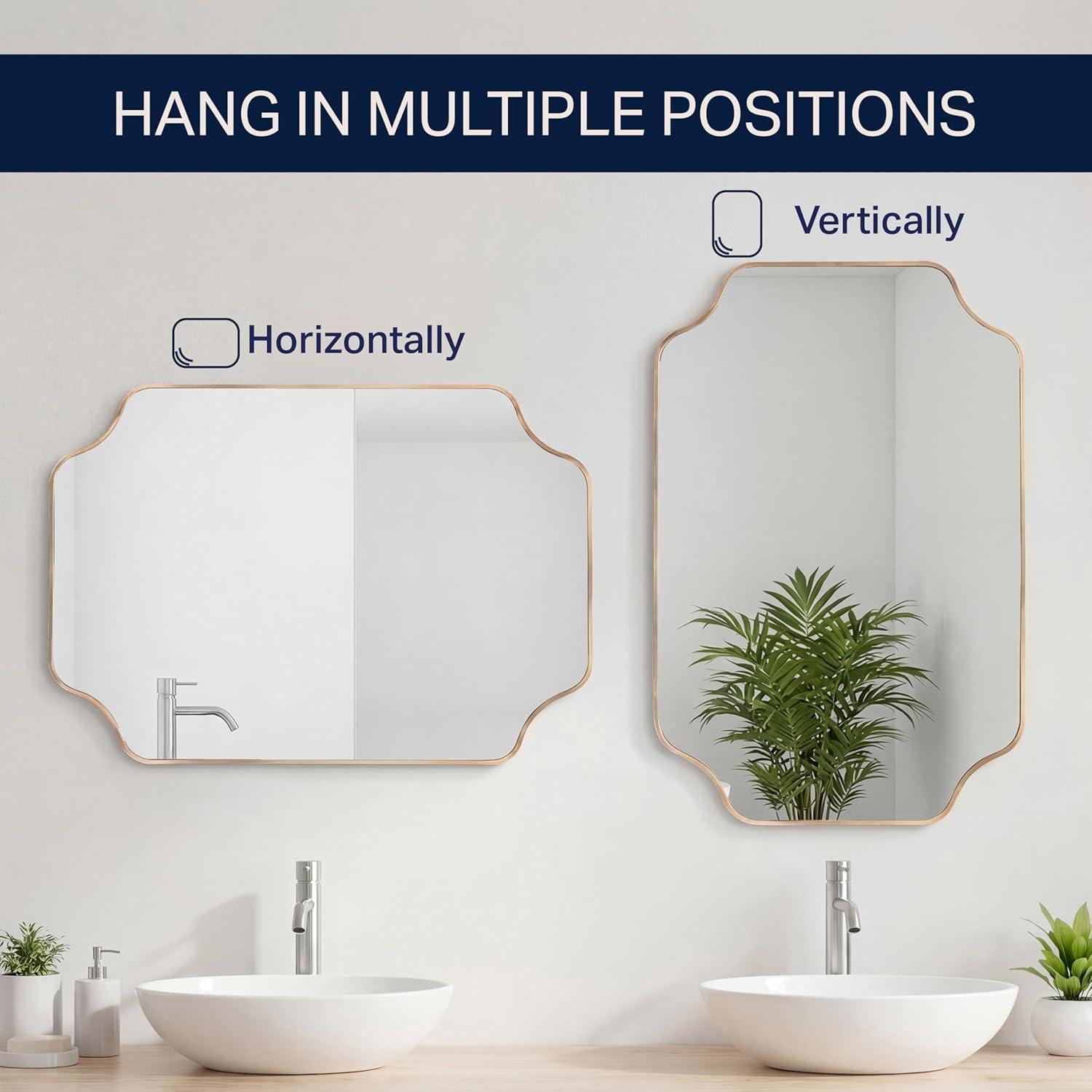 image:imageJONATHAN Y Alora 24 in W x 36 in H Medium Scalloped Rectangular Metal Framed Wall Mounted Mirror Black MIR215BGold
