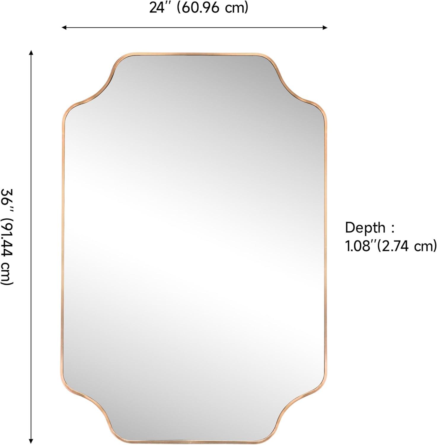 image:imageJONATHAN Y Alora 24 in W x 36 in H Medium Scalloped Rectangular Metal Framed Wall Mounted Mirror Black MIR215BGold