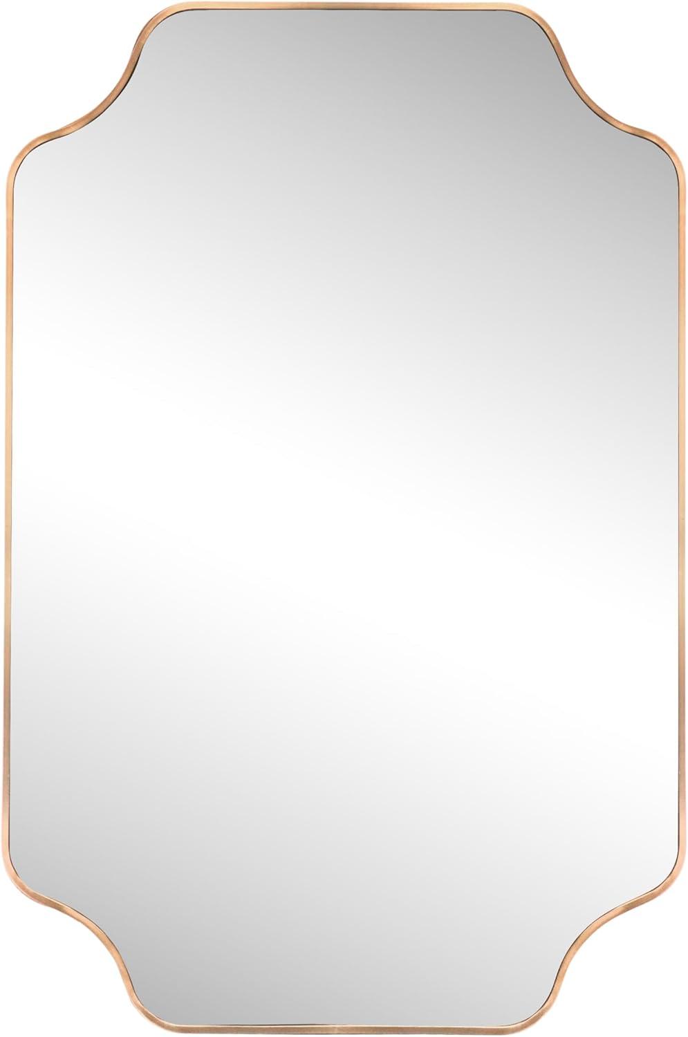 image:imageJONATHAN Y Alora 24 in W x 36 in H Medium Scalloped Rectangular Metal Framed Wall Mounted Mirror Black MIR215BGold
