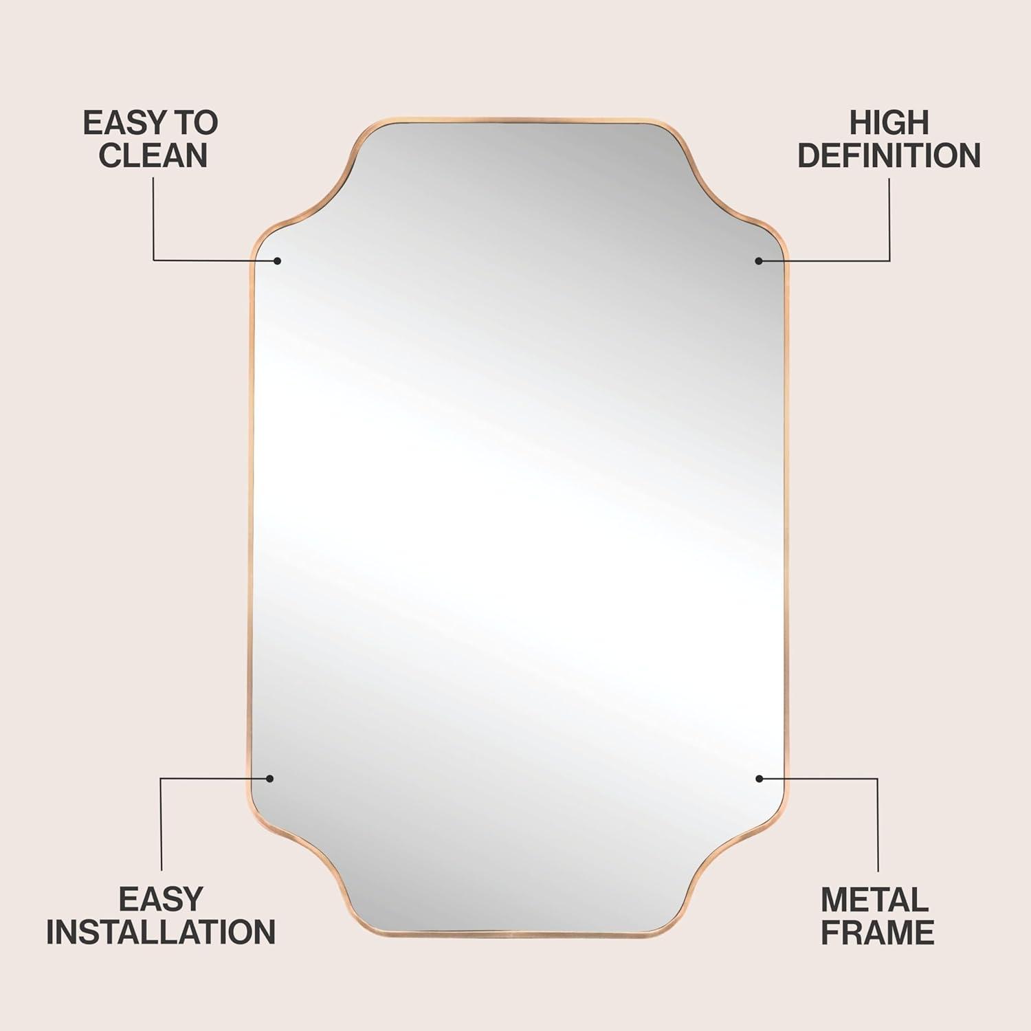 image:imageJONATHAN Y Alora 24 in W x 36 in H Medium Scalloped Rectangular Metal Framed Wall Mounted Mirror Black MIR215BGold