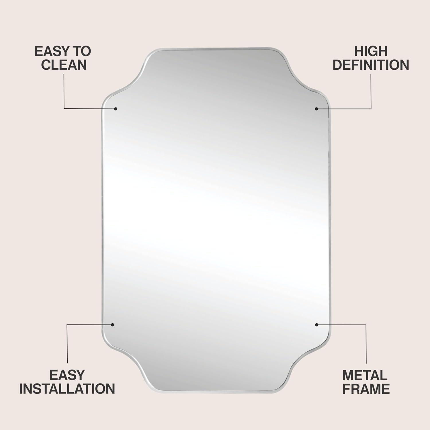 image:imageJONATHAN Y Alora 24 in W x 36 in H Medium Scalloped Rectangular Metal Framed Wall Mounted Mirror Black MIR215BNickel