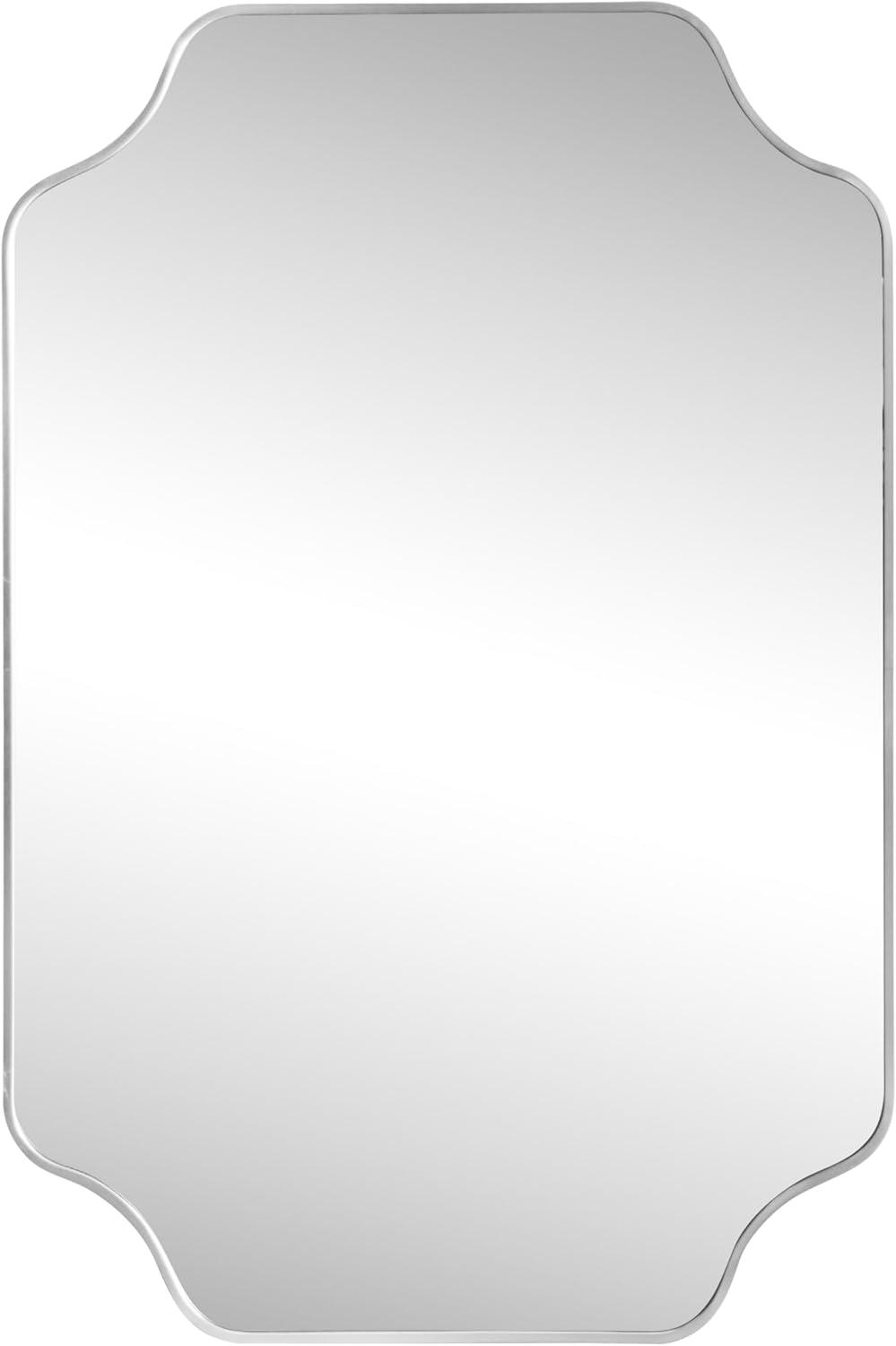 image:imageJONATHAN Y Alora 24 in W x 36 in H Medium Scalloped Rectangular Metal Framed Wall Mounted Mirror Black MIR215BNickel