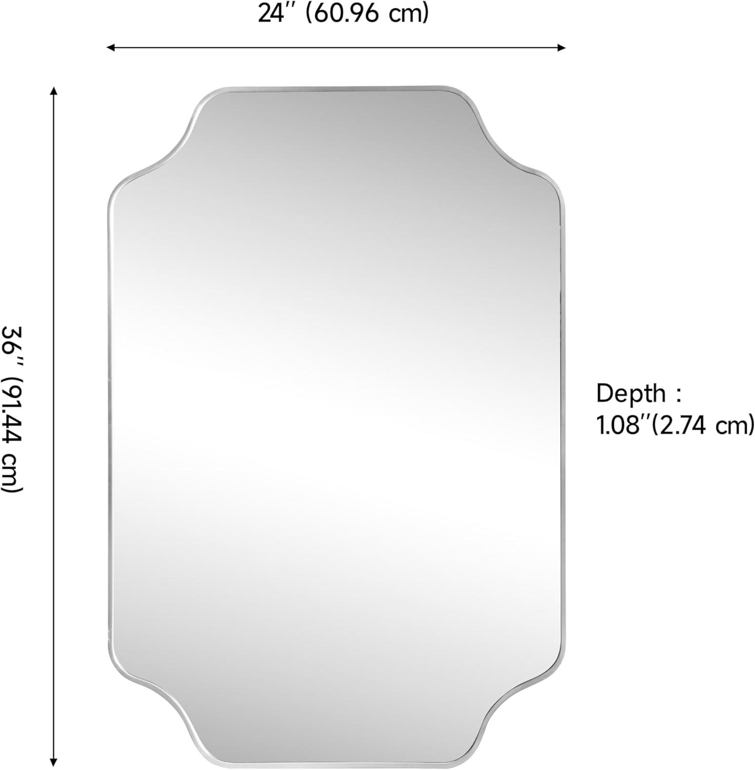 image:imageJONATHAN Y Alora 24 in W x 36 in H Medium Scalloped Rectangular Metal Framed Wall Mounted Mirror Black MIR215BNickel