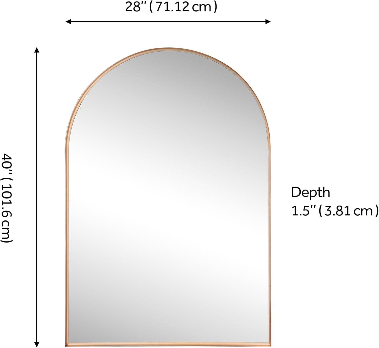 image:imageJONATHAN Y Elodie 28 in W x 40 in H Large Arched Metal Framed Wall Mounted Mirror Gold MIR209C