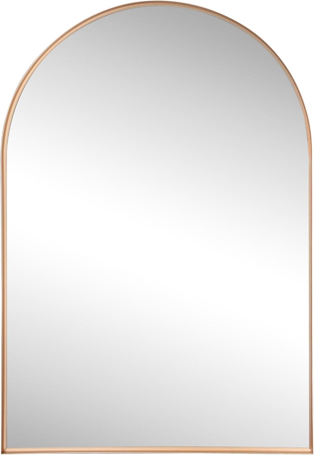 image:imageJONATHAN Y Elodie 28 in W x 40 in H Large Arched Metal Framed Wall Mounted Mirror Gold MIR209C