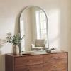 JONATHAN Y Elodie 20 in. W x 30 in. H Small Arched Metal Framed Wall Mounted Mirror, Nickel (MIR207B)