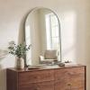 JONATHAN Y Elodie 26 in. W x 38 in. H Medium Arched Metal Framed Wall Mounted Mirror, Nickel (MIR208B)
